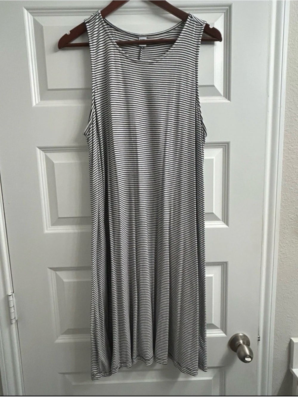 Old Navy Black and White Striped Sleeveless Swing Dress
